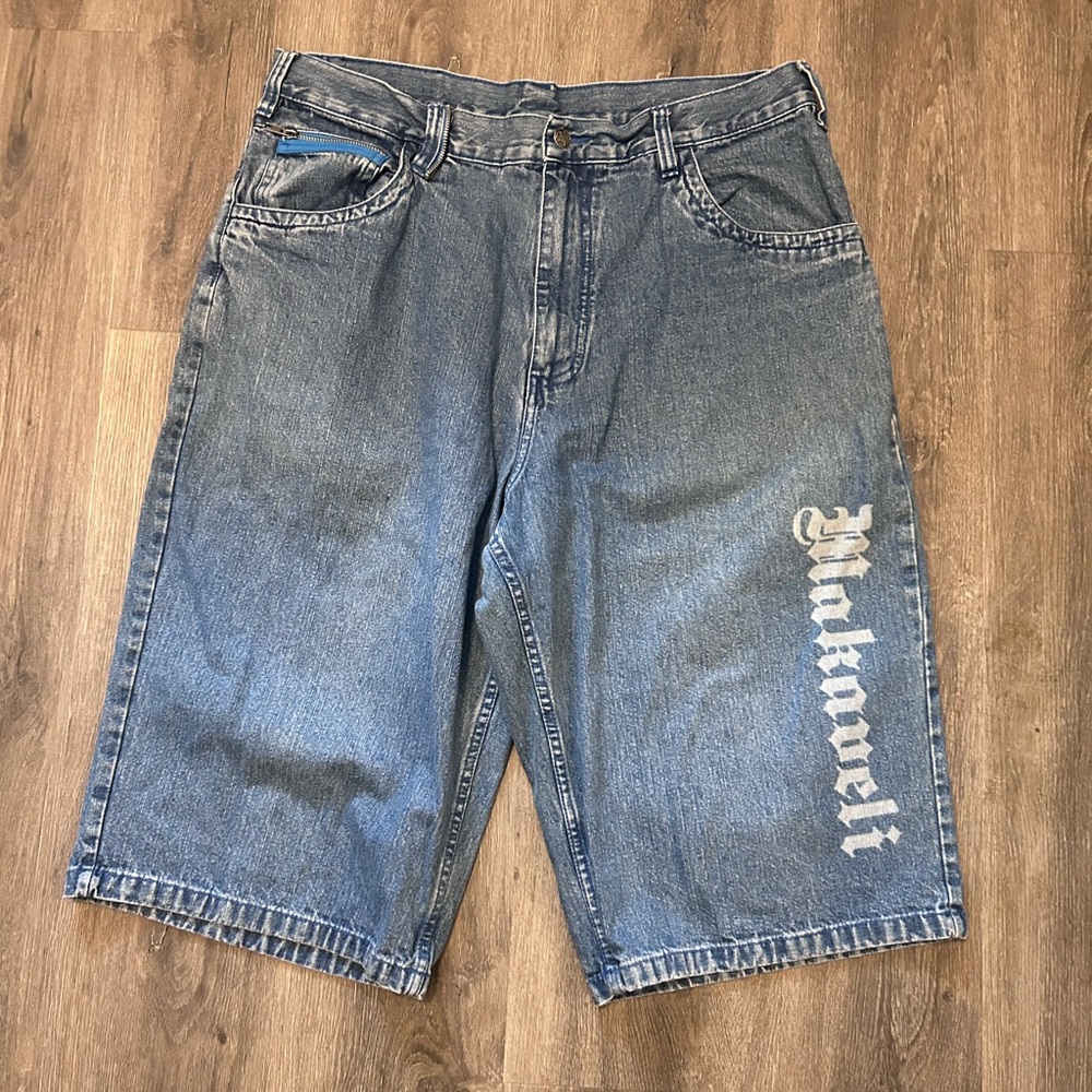 Vintage Y2K Makaveli Jean Shorts Men’s Sz 38x16 Jorts Denim Rap Hip Hop Tupac